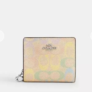 Coach Snap Small Wallet In Rainbow Signature Leather